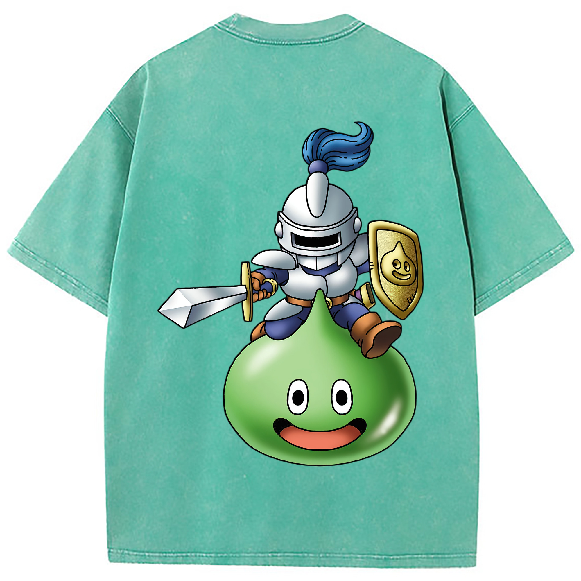 （画像用） ドラゴンクエスト Doragon Kuesuto Dragon Quest 綿100% ヴィンテージ風 半袖Tシャツ（背面プリント）